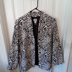 Chicos Size 1 White and Black Blazer